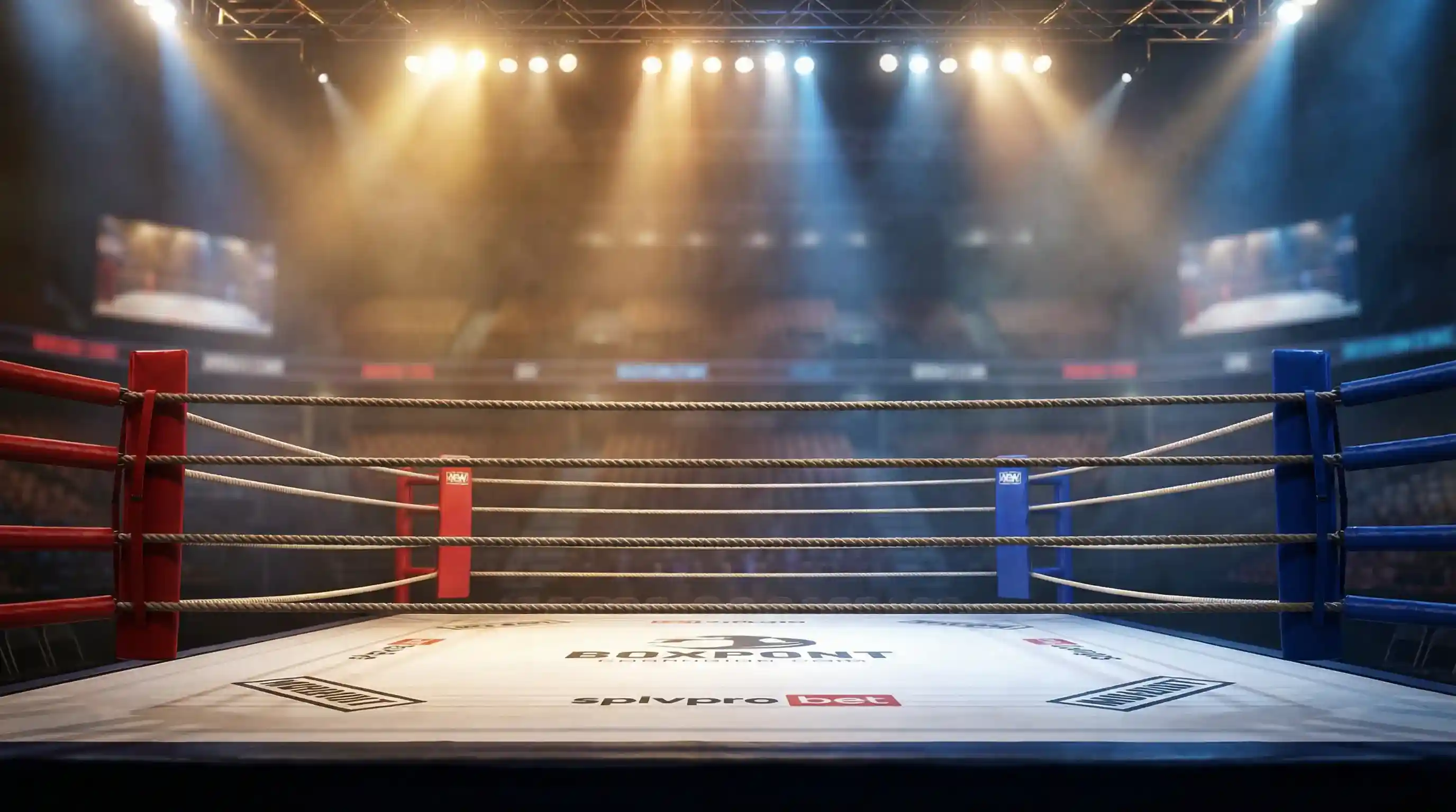 Boxring unter Scheinwerferlicht vor einem Titelkampf — Boxen Wetten Guide
